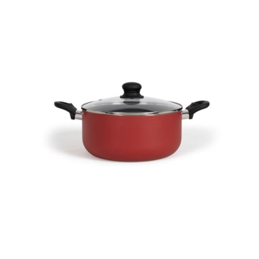 Livoo Mep150r Cazoleta/stockpot 24 Cm De Aluminio Con Revestimiento Antiadherente Libre De Pfoa Y Pfos Y Tapa De Vidrio Compatible Inducción