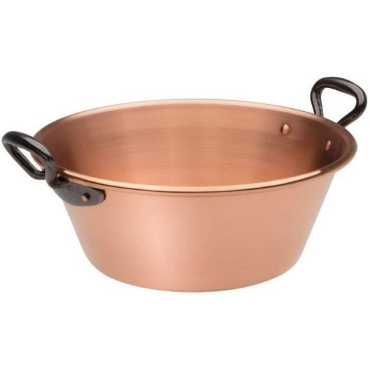 Baumalu Sartén/baño Para Mermeladas De Cobre 26 Cm, Espesor 1,7 Mm, Bordes Enrollados Y Asas De Hierro Fundido Remachadas, Interior Cepillado/pulido