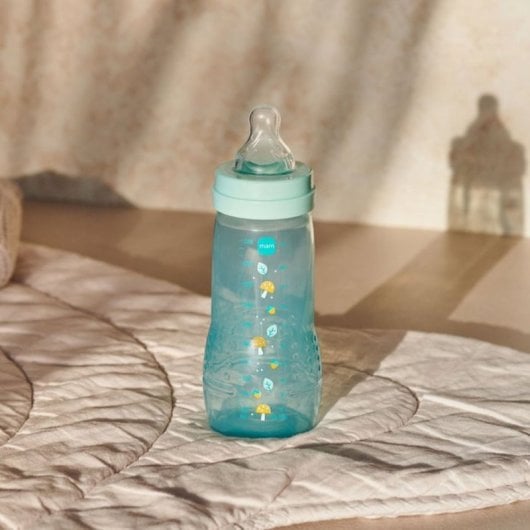Biberón Mam Easy Active 330 Ml Etapa 2 (6+ Meses) Con Tetina Skinsoft Silicona Cuello Ancho, Tapa Anti-fugas, Materiales Bio-circular Sin Bpa/bps, Color Ice