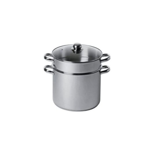 Baumalu Cuscússér Inoxidable 26 Cm, 11 L, Base Triple Inox/alu/inox Para Inducción, Cesto Para Semolá 10 Cm, Tapa De Vidrio Con Orificio Vapor