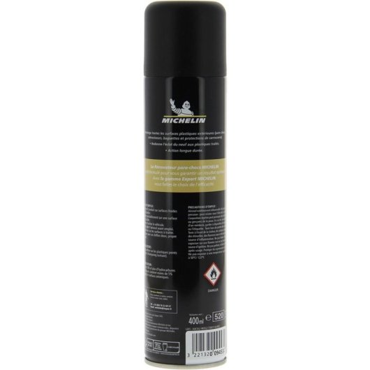 Michelin Expert Restaurador Plásticos Y Paragolpes En Spray 400 Ml, Aerosol Para Plásticos Exteriores, Renueva El Brillo Y Protege