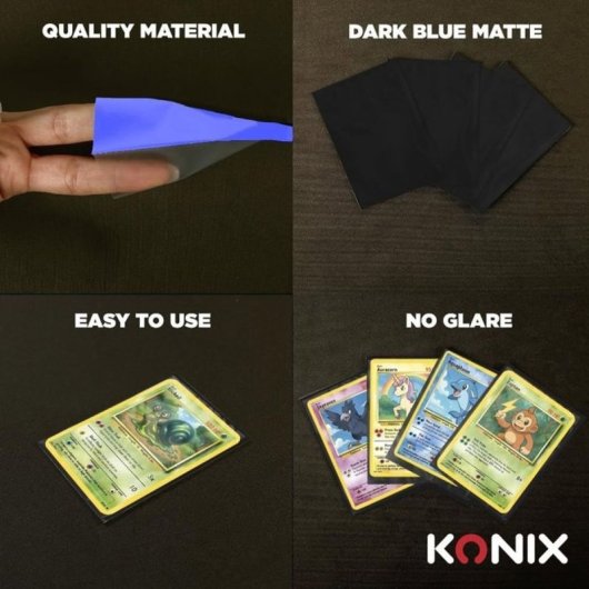 Konix Fundas Mate Para Cartas Tcg 66 X 91 Mm Azul Oscuro (pack 100) Sin Ácido, Acabado Antirreflejos