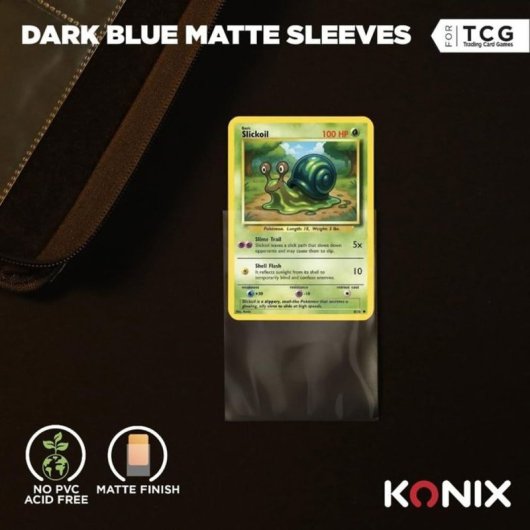 Konix Fundas Mate Para Cartas Tcg 66 X 91 Mm Azul Oscuro (pack 100) Sin Ácido, Acabado Antirreflejos