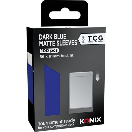 Konix Fundas Mate Para Cartas Tcg 66 X 91 Mm Azul Oscuro (pack 100) Sin Ácido, Acabado Antirreflejos
