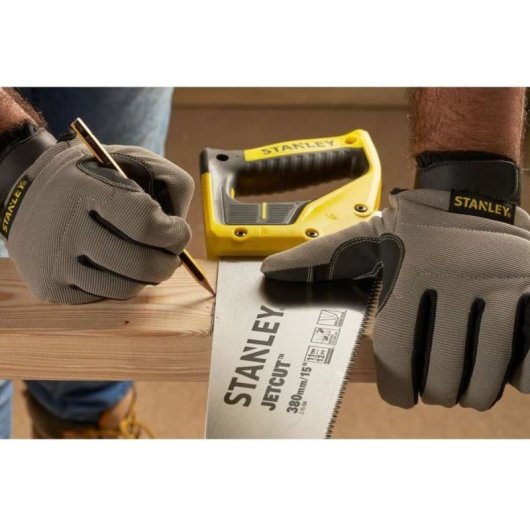Stanley Jetcut Sierra De Mano 380 Mm (15") Hoja De Acero Sueco 0,85 Mm 11 Tpi Hardpoint 2x, Para Cortes De Acabado, Empuñadura Sobremoldeada