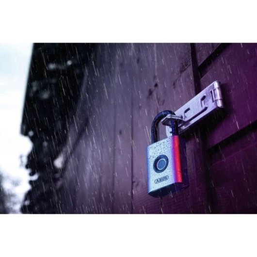 Abus 57/50 Touch Candado Biométrico Con Sensor De Huella 360° Ip68, Resistente Exterior, Nivel De Seguridad 6, Anilla 8 Mm, 1 Pila Cr2