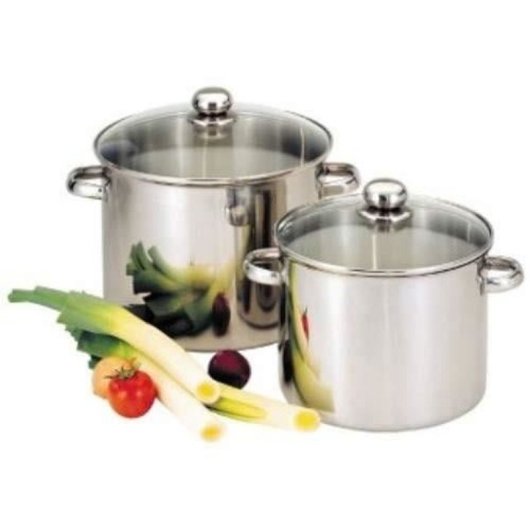 Baumalu Traiteur Olla Alta De Acero Inoxidable 28 Cm Con Tapa De Cristal, 13,5 L, Base Triple Para Inducción, Acabado Pulido Espejo