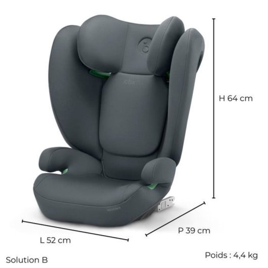 Cybex Solution B I-fix Isofix Grupo 2/3 (95-150 Cm) Gris Acero, Protección L.s.p., Reposacabezas 12 Posiciones Y Funda Lavable