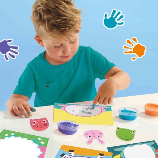 Ses Creative My First Finger Painting Animales – Kit De Pintura De Dedos Lavable Con 8 Tarjetas Y 3 Colores, Incluye Pegatinas