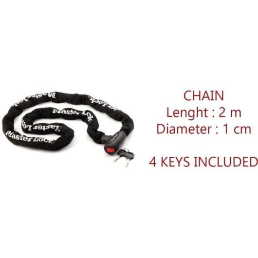Lucchetto Master Lock 8292EURDPS Catena 2 m x 10 mm Acciaio Cementato 4 Chiavi