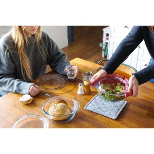 Cocotte Pyrex Rotonda Vetro Borosilicato 1,6L Ø27cm Set 2 Trasparente