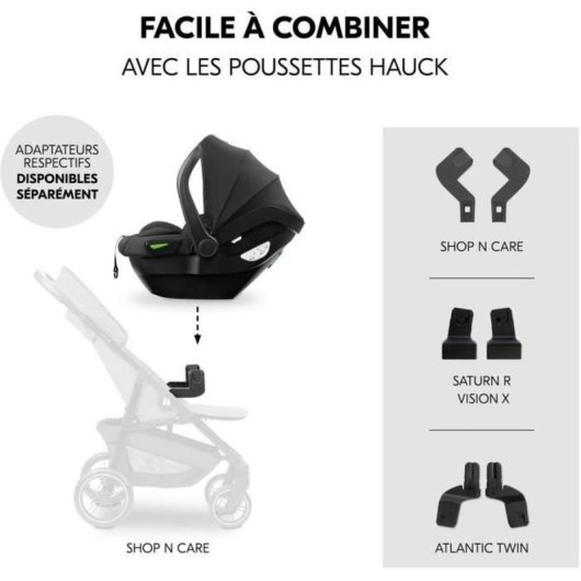 Siège Auto Hauck Drive N Care I-Size 0-13kg 40-87cm Noir Harnais 3 Points