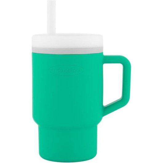 Infantino Ma Première Vaso De Entrenamiento De Silicona 270 Ml, Pajita Anti-fugas, Color Verde Sapin, Apto Desde 6 Meses