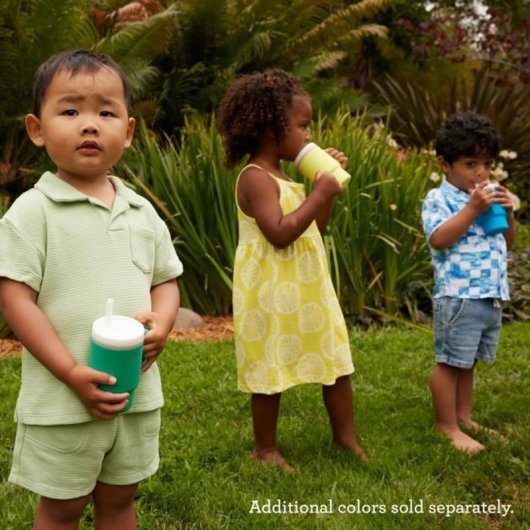 Infantino Ma Première Vaso De Entrenamiento De Silicona 270 Ml, Pajita Anti-fugas, Color Verde Sapin, Apto Desde 6 Meses
