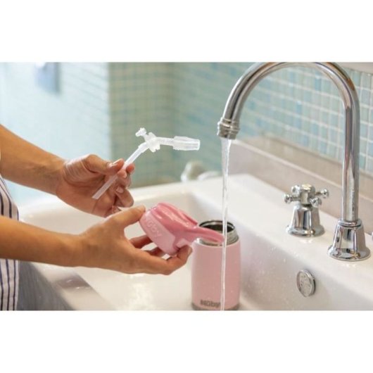 Nuby Reflex Flip-it Botella Térmica De Acero Inoxidable 300 Ml Para Niños +18 Meses, Boquilla De Silicona Antigoteo, Acabado Mate Rosa