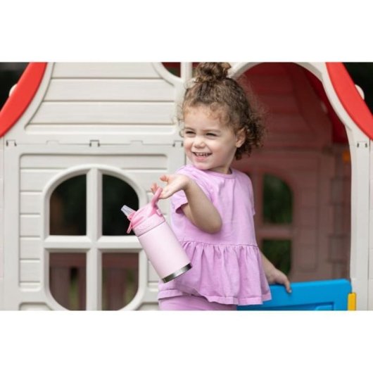Nuby Reflex Flip-it Botella Térmica De Acero Inoxidable 300 Ml Para Niños +18 Meses, Boquilla De Silicona Antigoteo, Acabado Mate Rosa