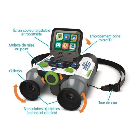 Vtech Genius Xl Prismáticos Interactivos 10x21 Con Pantalla Color Plegable 2,4", Visión Nocturna Ir, Cámara Y 6 Modos Educativos Para Niños