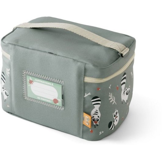 Monbento Frosty 5l Vert Raccoon - Bolsa Térmica Infantil Para Comida, Doble Cremallera, Asa Superior Y Bolsillo Interior Con Cremallera, Compatible Con Fiambrera Monbento