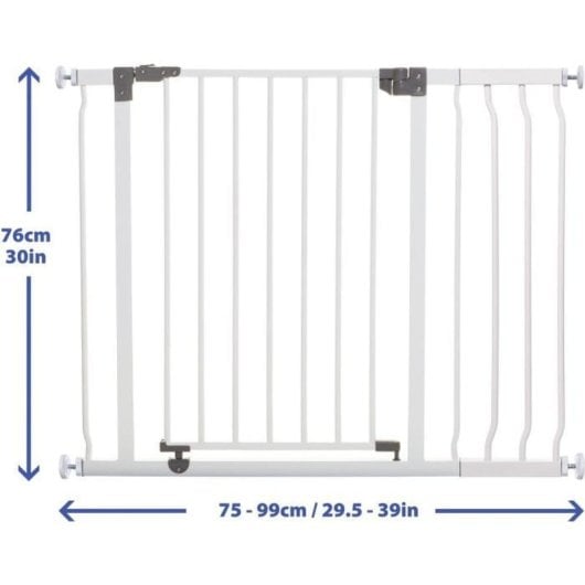 Dreambaby Liberty Reja De Seguridad Con Extensión 18 Cm, Instalación A Presión, Blanco, Para Aberturas 93–99 Cm, Apertura Bidireccional Y Cierre Seguro