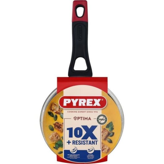 Pyrex Cazo Para Salsas Antiadherente Sin Pfas 16 Cm Con Tapa De Vidrio, Aluminio Reciclado Compatible Con Inducción, Superficie Concéntrica Y Asa Ergonómica Soft-touch