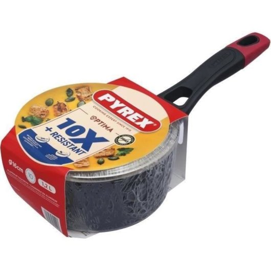 Pyrex Cazo Para Salsas Antiadherente Sin Pfas 16 Cm Con Tapa De Vidrio, Aluminio Reciclado Compatible Con Inducción, Superficie Concéntrica Y Asa Ergonómica Soft-touch