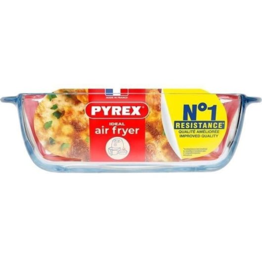 Pyrex Bandeja De Horno De Vidrio Borosilicato Cuadrada 1 L Para Airfryer, 20×17×6 Cm, Transparente, Resistente -40 A +300 °c, Apta Microondas Y Lavavajillas
