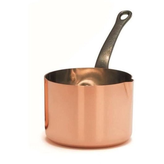 Baumalu Saucière De Cobre Macizo 11 Cm Con Interior Estañado Y Asa De Hierro Fundido Remachada, Dos Picos Vertedores, Base Plana, Apta Para Gas