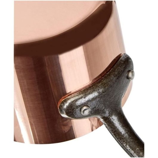 Baumalu Saucière De Cobre Macizo 11 Cm Con Interior Estañado Y Asa De Hierro Fundido Remachada, Dos Picos Vertedores, Base Plana, Apta Para Gas