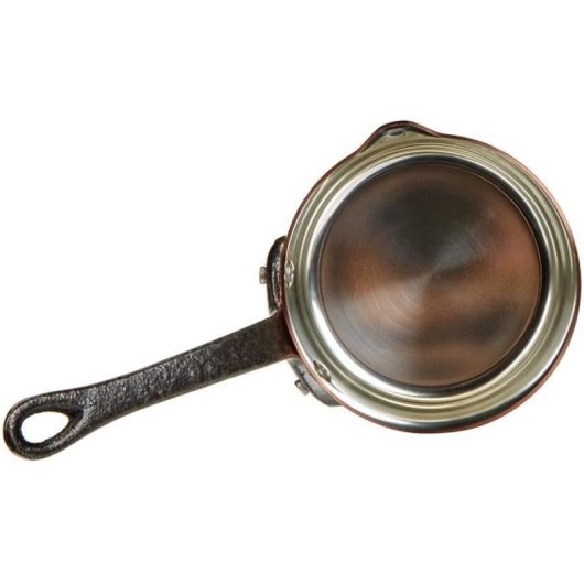 Baumalu Saucière De Cobre Macizo 11 Cm Con Interior Estañado Y Asa De Hierro Fundido Remachada, Dos Picos Vertedores, Base Plana, Apta Para Gas