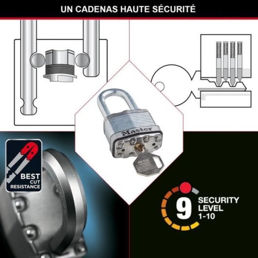 Cadeado Master Lock M115EURTRILF Aço Boro Anticorrosão Pack 3