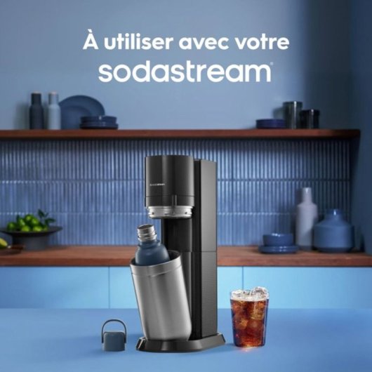 Botella Sodastream Fizz&go Cool De Acero Inoxidable Aislante 930 Ml, Azul, Reutilizable, Apta Lavavajillas, Con Asa Semirrígida Y Compatibilidad Quick Connect
