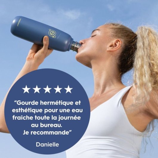 Botella Sodastream Fizz&go Cool De Acero Inoxidable Aislante 930 Ml, Azul, Reutilizable, Apta Lavavajillas, Con Asa Semirrígida Y Compatibilidad Quick Connect