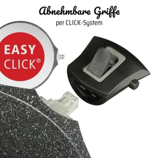 Gsw Easy Click Cazo De Aluminio Fundido 20 Cm 1,5 L Vitaflon Granit, Asas Extraíbles, Tapa De Vidrio Con Borde De Silicona, Apto Para Inducción Y Horno (sin Asas)