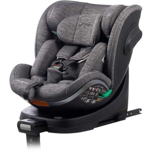 Babyauto Scudda Grey Dobby Asiento Coche 0-36 Kg I-size Giratorio 360° Isofix, Protección Lateral, Arnés 5 Puntos, 40-150 Cm