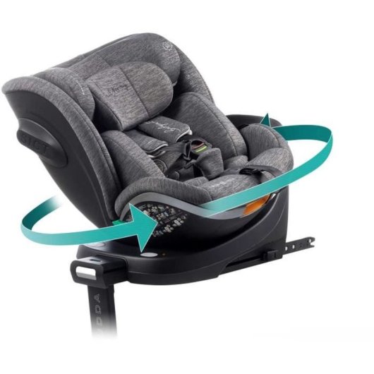 Babyauto Scudda Grey Dobby Asiento Coche 0-36 Kg I-size Giratorio 360° Isofix, Protección Lateral, Arnés 5 Puntos, 40-150 Cm