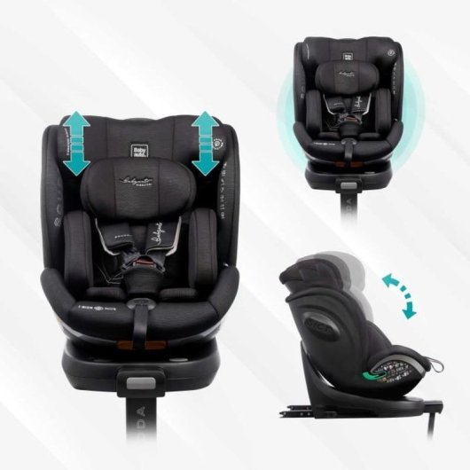 Babyauto Scudda Grey Dobby Asiento Coche 0-36 Kg I-size Giratorio 360° Isofix, Protección Lateral, Arnés 5 Puntos, 40-150 Cm