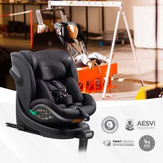 Babyauto Scudda Grey Dobby Asiento Coche 0-36 Kg I-size Giratorio 360° Isofix, Protección Lateral, Arnés 5 Puntos, 40-150 Cm