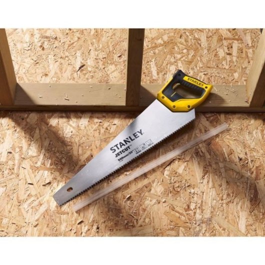 Stanley Jetcut Sierrote Manual 500 Mm (20") C75s, Hoja Acero 0,85 Mm, 7 Tpi, Dientes Universales, Empuñadura Ergonómica Bicolor Soft-grip Con Guías 45°/90°