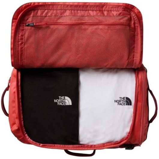 The North Face Base Camp Voyager Duffel 32l Mars Dust/sumac – Bolsa Convertible Con Apertura Tipo Concha, Funda Para Portátil Y Asas Acolchadas