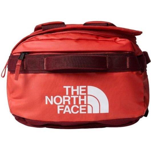 The North Face Base Camp Voyager Duffel 32l Mars Dust/sumac – Bolsa Convertible Con Apertura Tipo Concha, Funda Para Portátil Y Asas Acolchadas