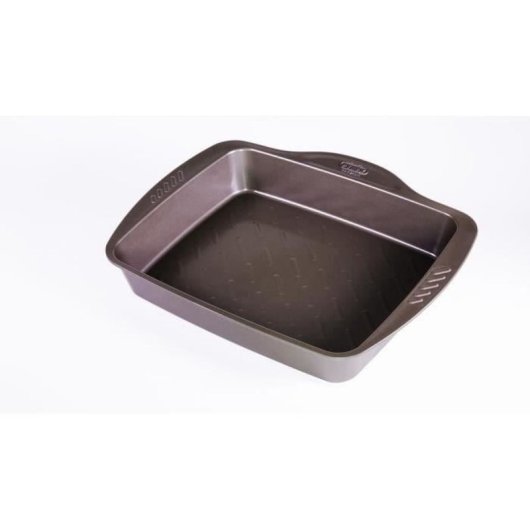 Pyrex Asimetria Bandeja Para Horno Rectangular De Acero Al Carbono 30 X 24 X 5 Cm, Antiadherente Whitford Eclipse 3 Capas, 3 Asas Antideslizantes, Apta Inducción Y Lavavajillas, Marrón