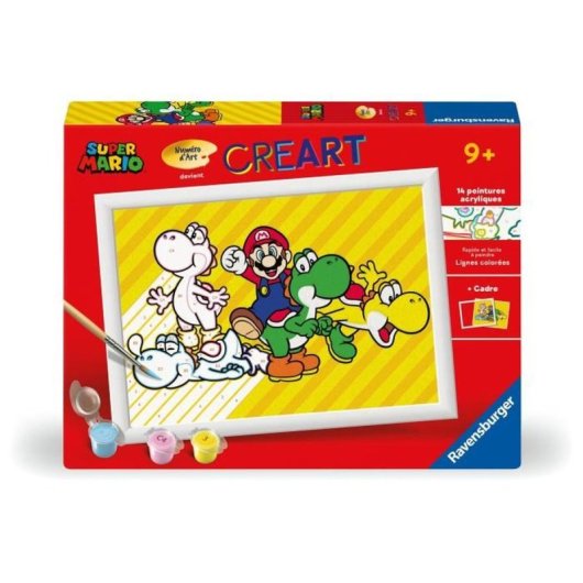 Ravensburger Super Mario Creart Kids 18x24 Cm Kit Pintura Por Números (7+) Con Marco, Pincel Y Acrílicos Al Agua