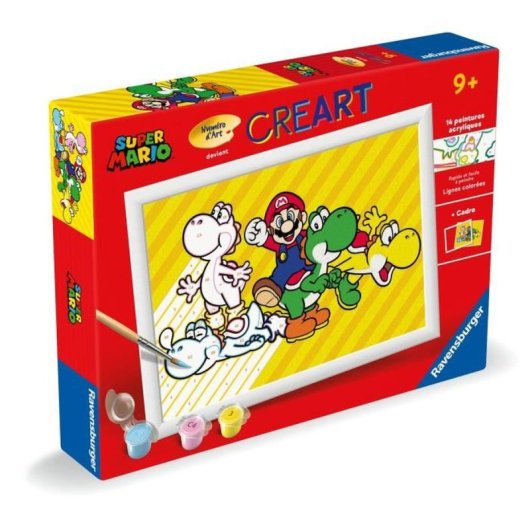 Ravensburger Super Mario Creart Kids 18x24 Cm Kit Pintura Por Números (7+) Con Marco, Pincel Y Acrílicos Al Agua