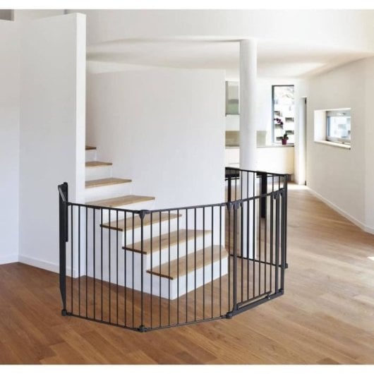 Barrière de Sécurité Nordlinger Pro 6 Panneaux 360 cm Noir Mat Porte
