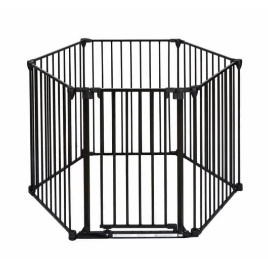 Barrière de Sécurité Nordlinger Pro 6 Panneaux 360 cm Noir Mat Porte