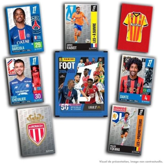 Panini Metal Tin Stickers Ligue 1 2024-2025 Slim Tin, 12 Packs (84 Cromos), Incluyen Legends, 6+