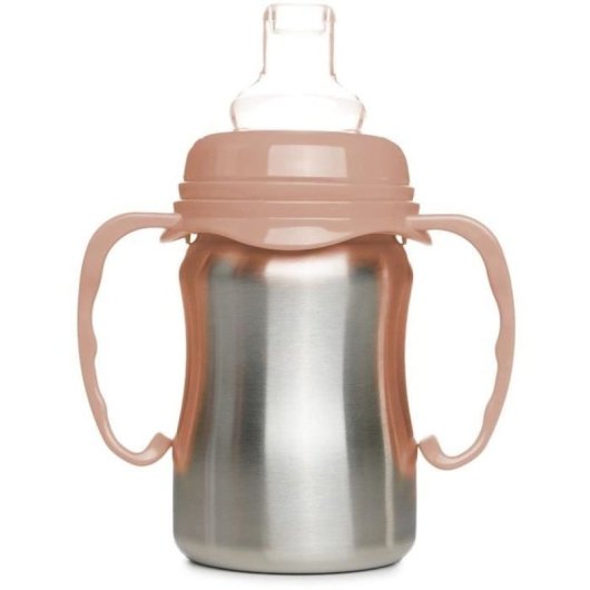 Taza De Aprendizaje Thermobaby De Acero Inoxidable 180 Ml Con Asas Desmontables Ergonómicas, Boquilla De Silicona Blanda, Tapa Protectora Y Tapa Roscada