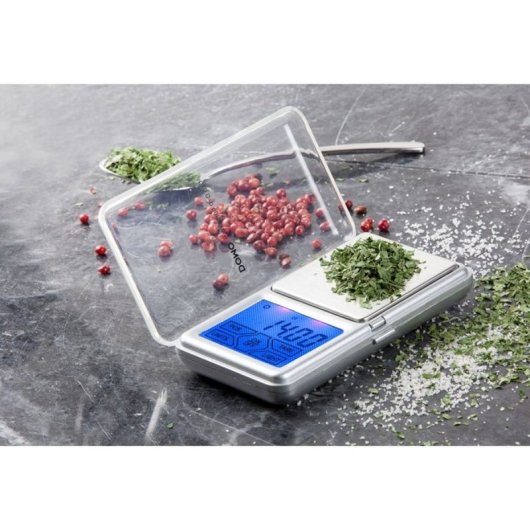 Domo Do9096w Báscula De Cocina Electrónica De Precisión 0,01 G, Capacidad 200 G, Pantalla Led, Táctil, Función Tara Y Tapa Transparente