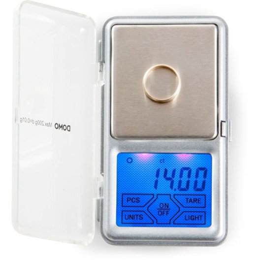 Domo Do9096w Báscula De Cocina Electrónica De Precisión 0,01 G, Capacidad 200 G, Pantalla Led, Táctil, Función Tara Y Tapa Transparente
