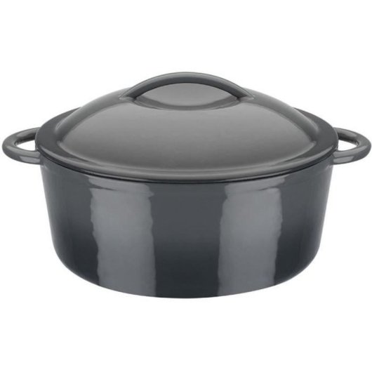 Gsw Grey Shadow Faitout Redondo De Fundición Esmaltada 24 Cm, Compatible Inducción, 3,8 L
